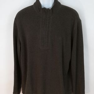 Calvin Klein Mens Brown 1/4 Zip Mock Sweater Large
